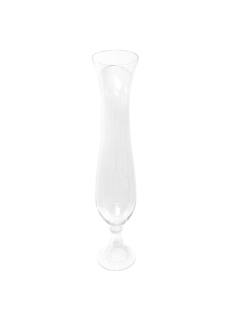 28 inch clear belly pedestal glass vase