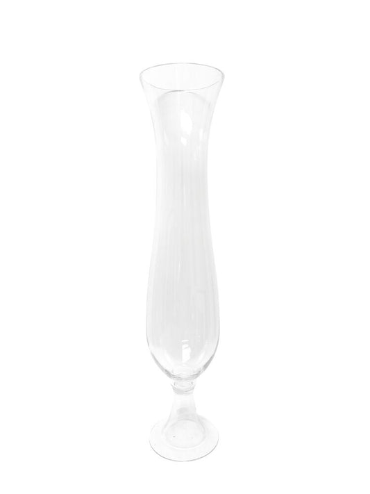 33 inch clear belly pedestal glass vase