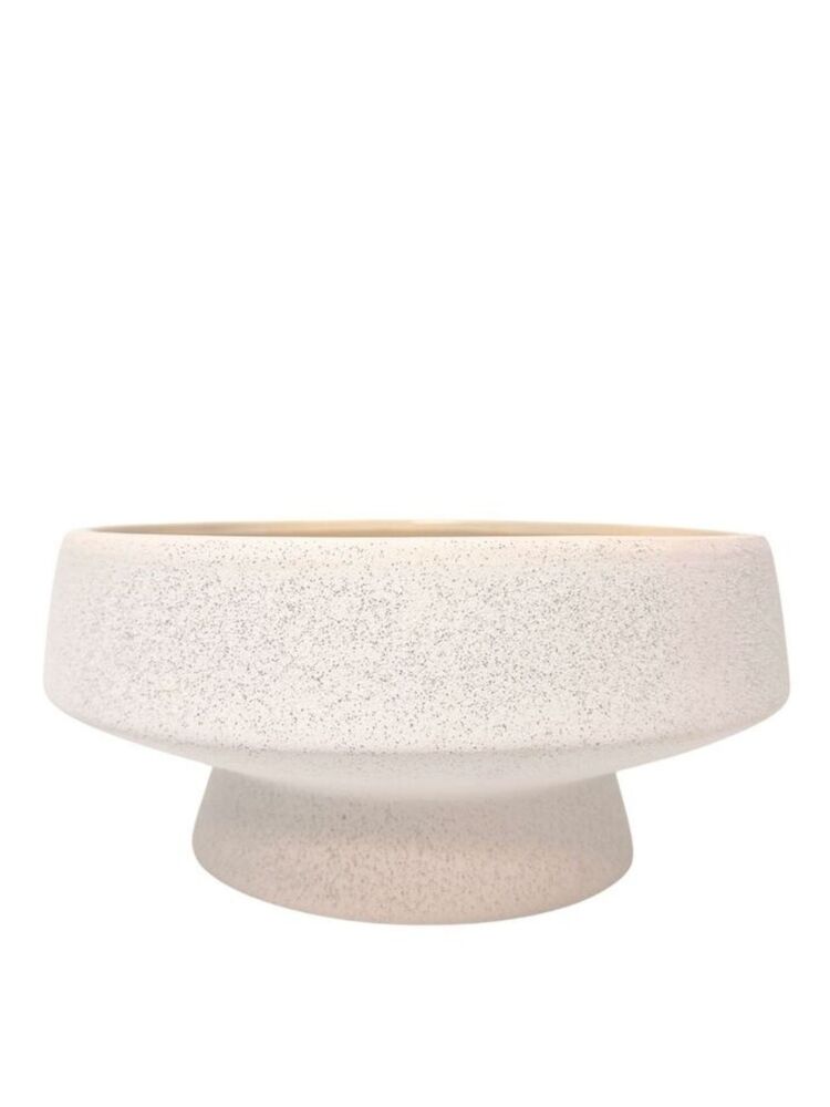 6 inch sand finish off white footed bowl ceramic vase