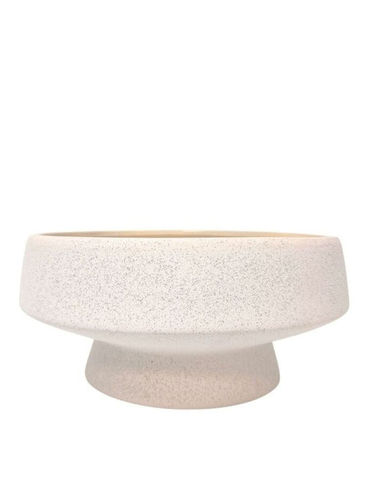 6 inch sand finish off white footed bowl ceramic vase