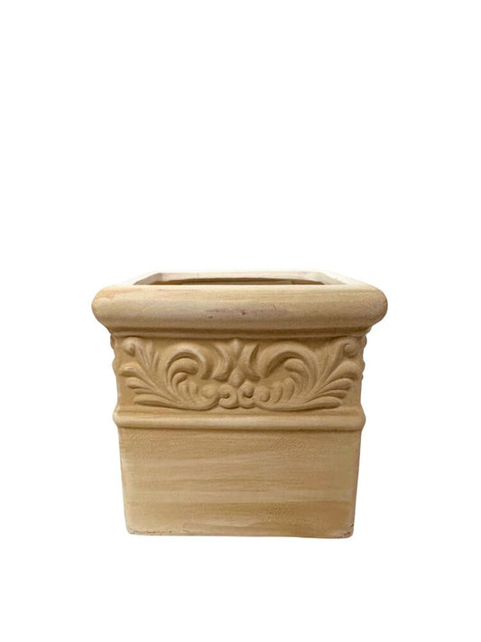 4.75 inch beige square ceramic vase