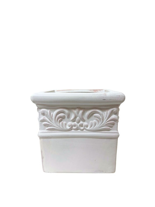 4.75 inch white square ceramic vase
