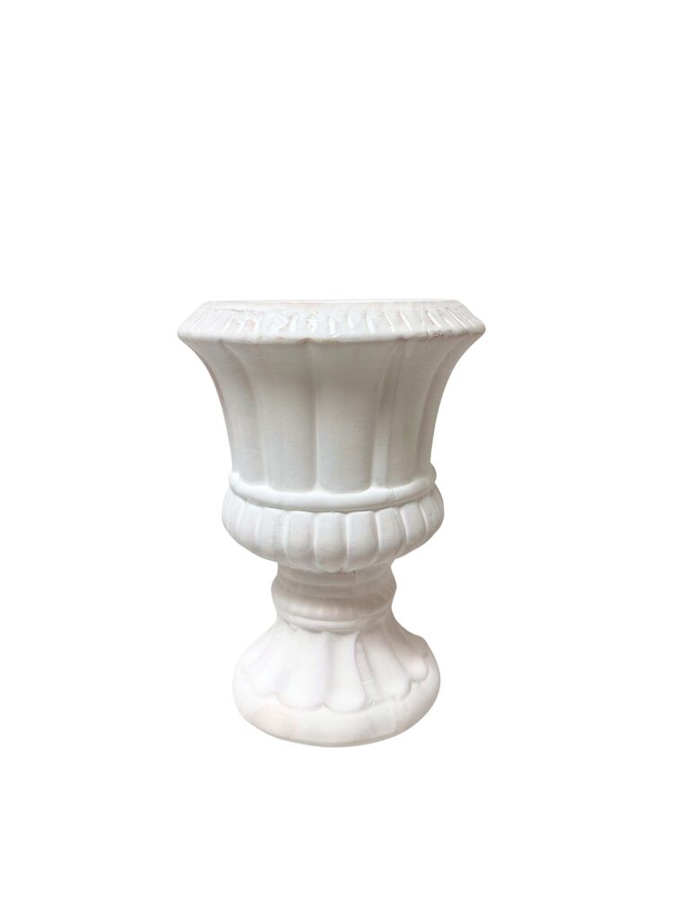 6 inch white urn ceramic vase
