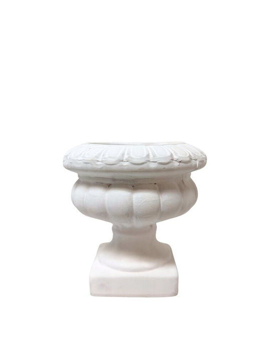 5 inch white urn ceramic vase