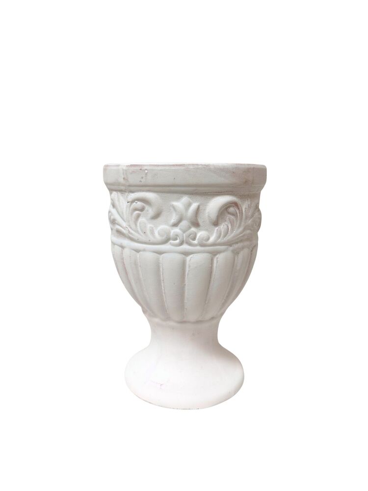 6.25 inch white urn ceramic vase
