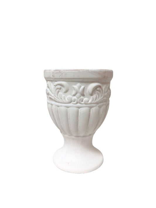 6.25 inch white urn ceramic vase