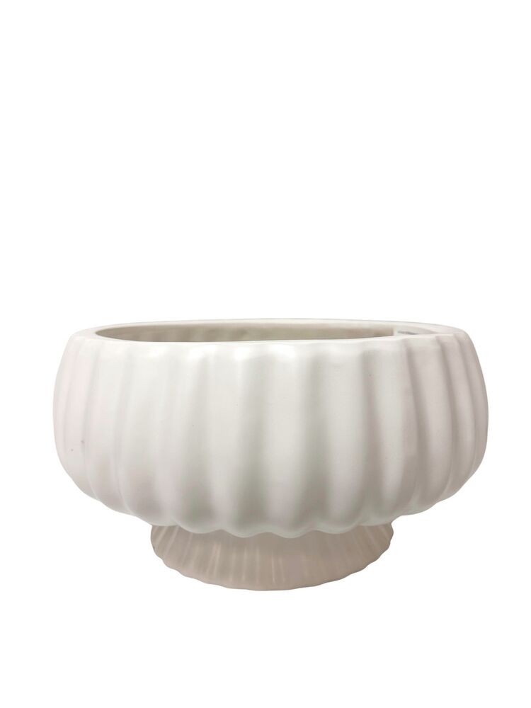 6.5 Inch Off-White Bowl Ceramic Vase 12"W x 6.5"H