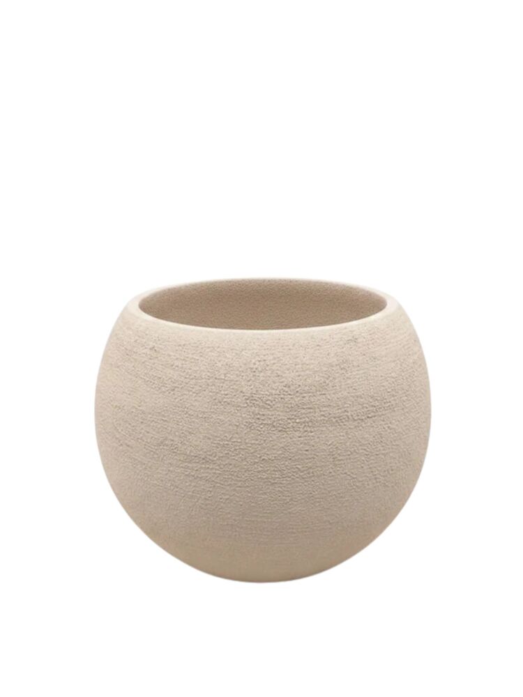 5.25 Inch White Round Ceramic Vase 12.5"W x 5.25"H