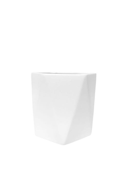 5 inch white hexagon ceramic vase