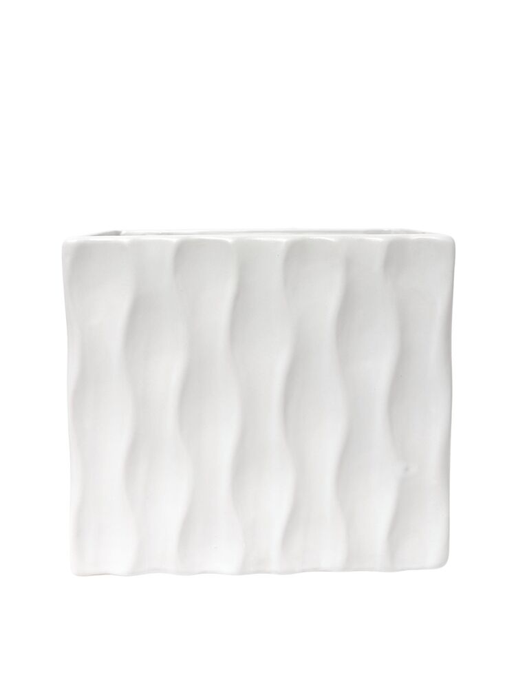 10 inch white rectangle ceramic vase
