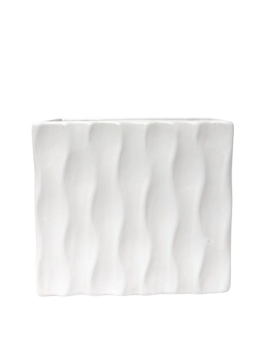 10 inch white rectangle ceramic vase