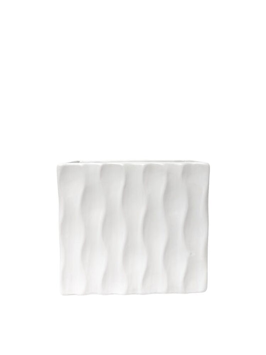8 inch white rectangle ceramic vase