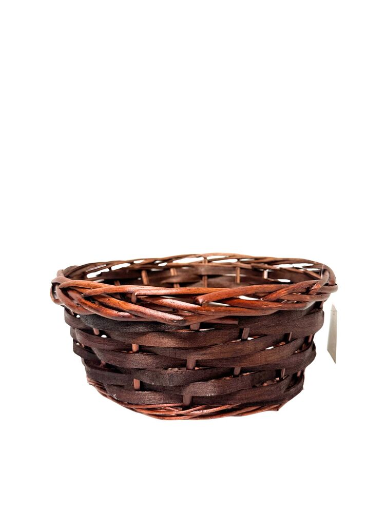 8 inch brown round basket no handle