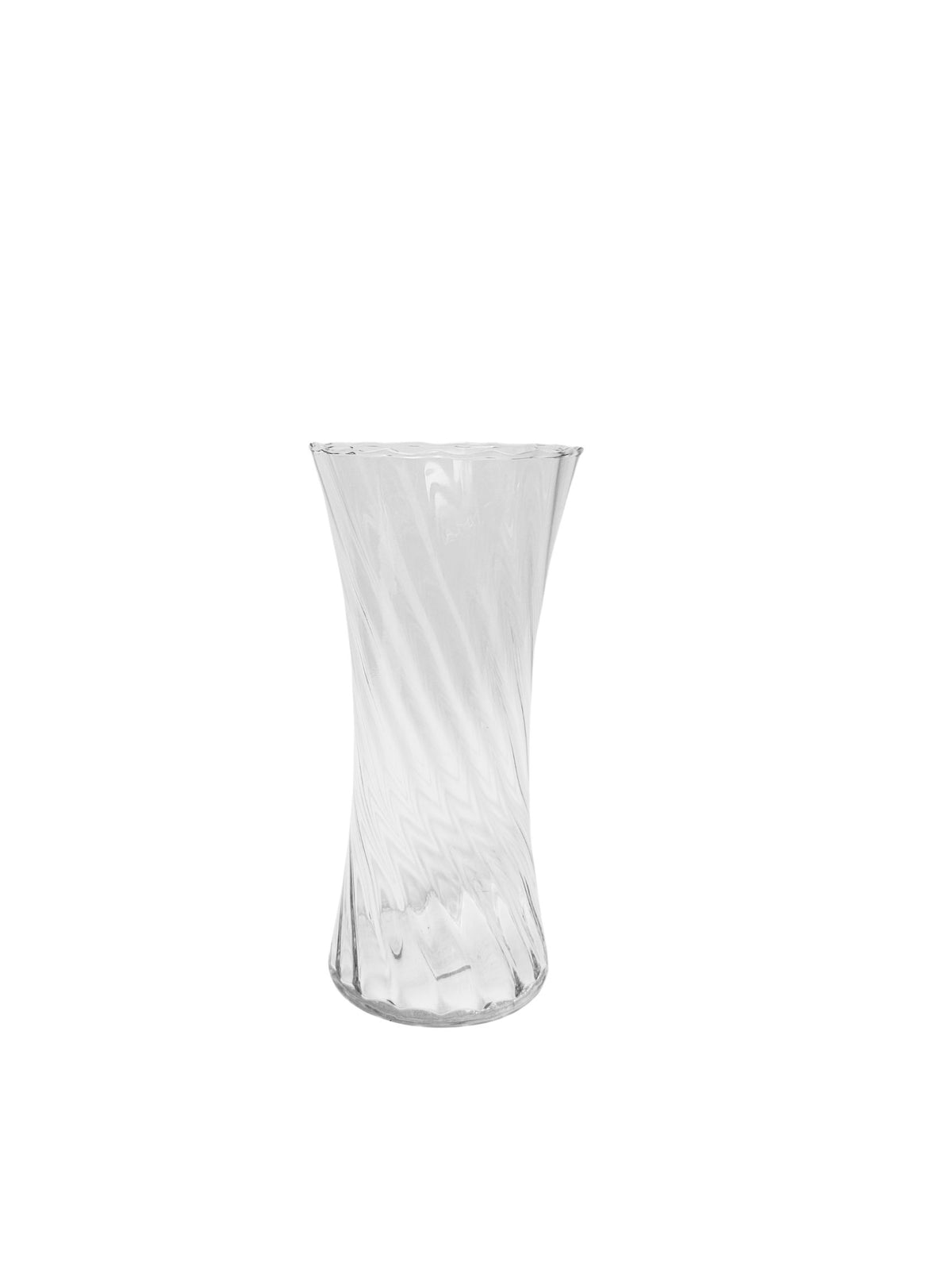 10 Inch Clear Gathering Glass Vase 5"W x 10"H