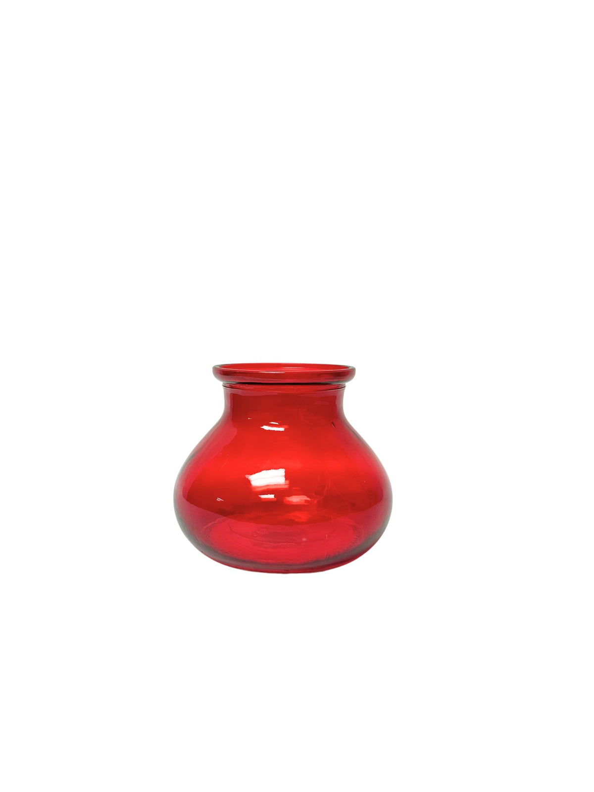 5 Inch Red Belly Glass Vase 6"W x 5"H