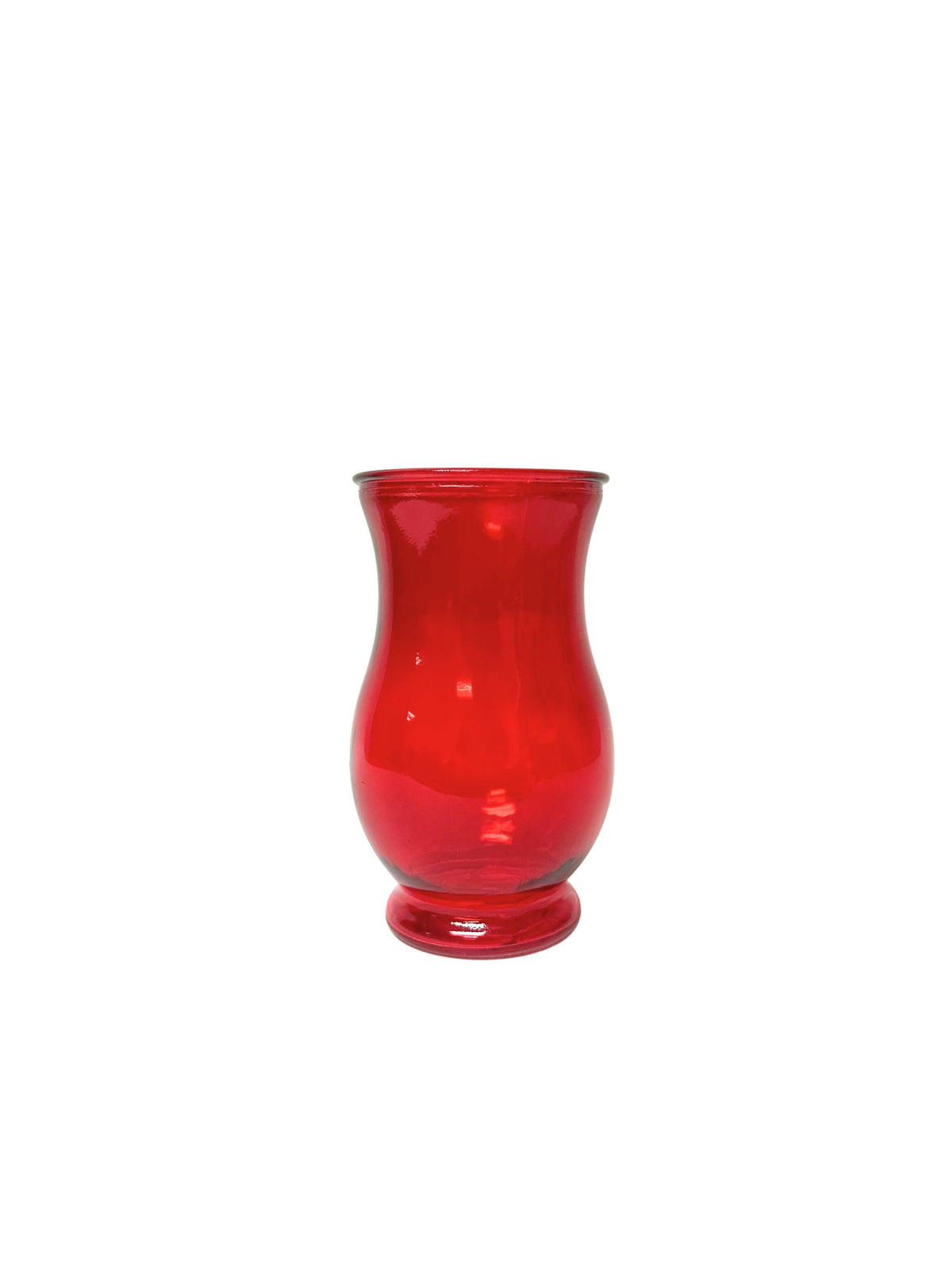 7 Inch Red Hurricane Glass Vase 4"W x 7"H