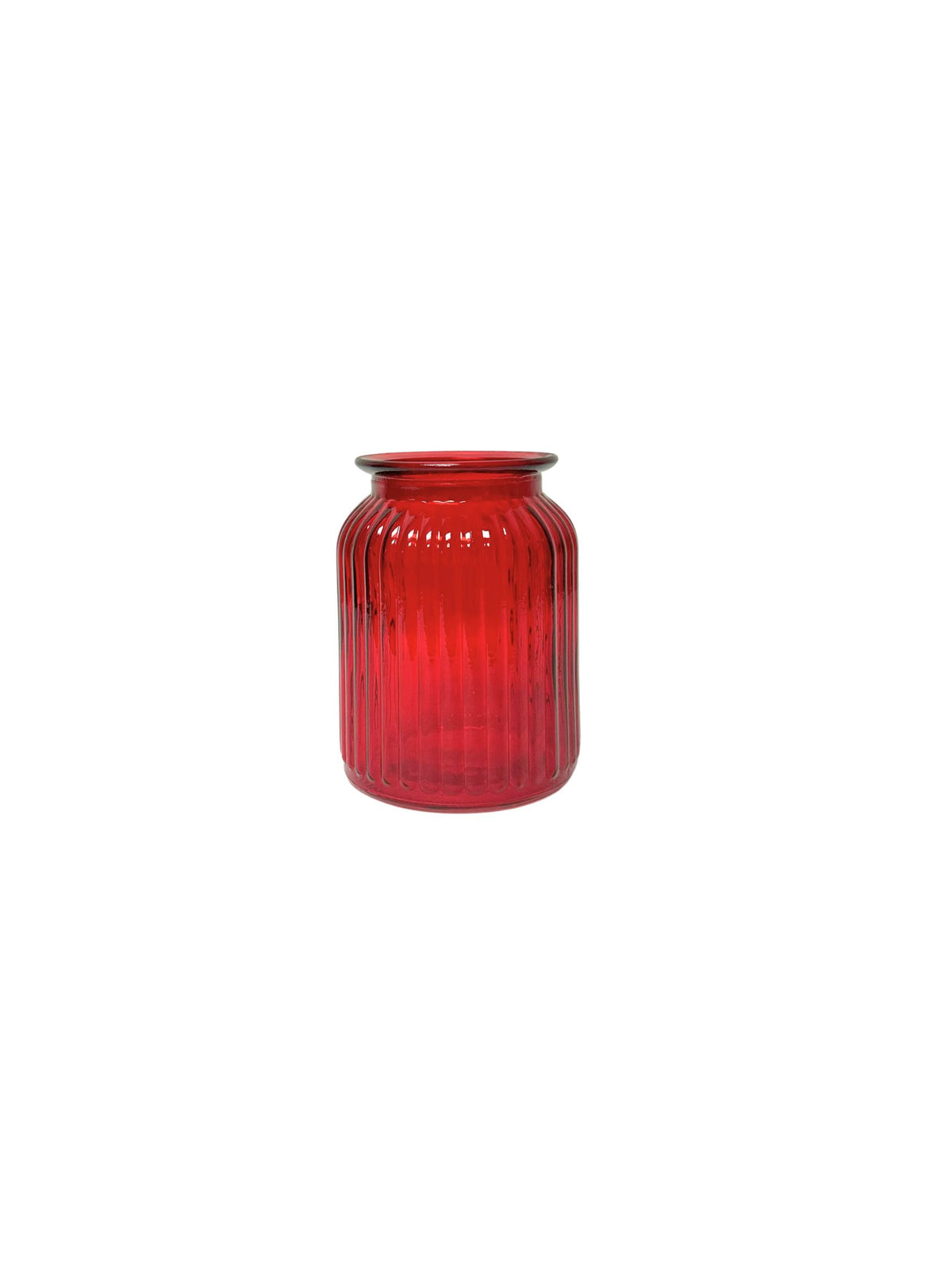 5.75 Inch Red Belly Glass Vase 4"W x 5.75"H