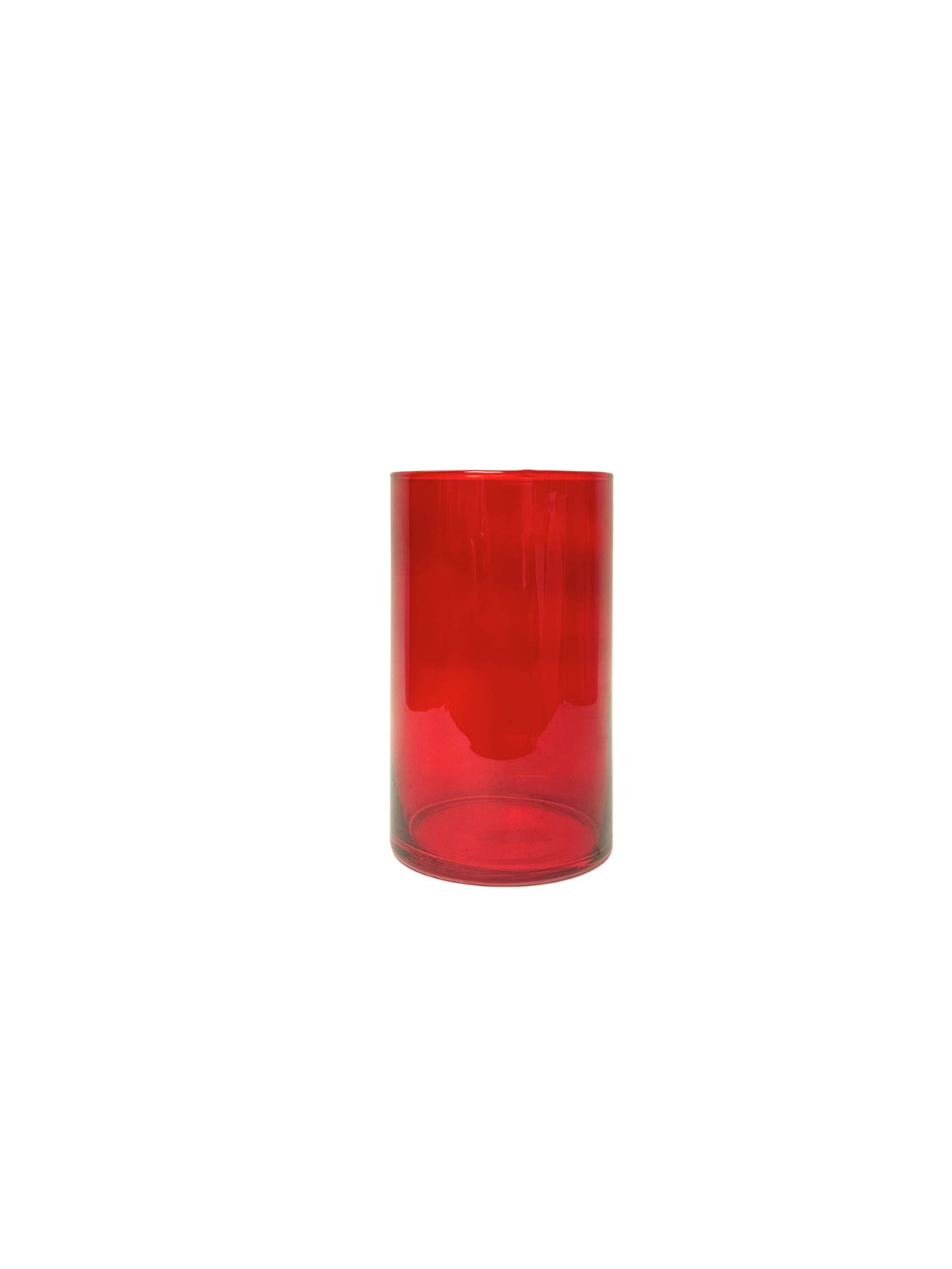 8 Inch Red Cylinder Glass Vase 4.75"W x 8"H
