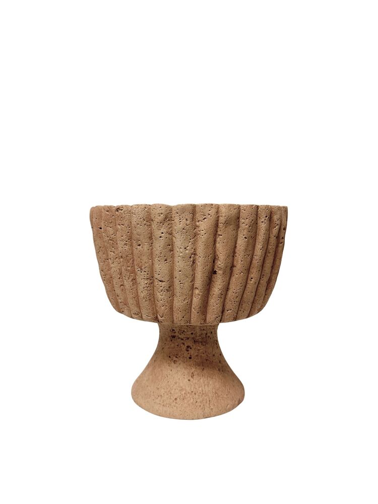 6 Inch Beige Urn Cement Planter 6"W x 6"H
