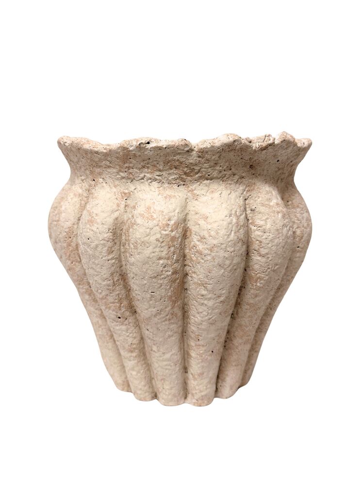 6.5 Inch Beige Belly Cement Planter 7"W x 6.5"H