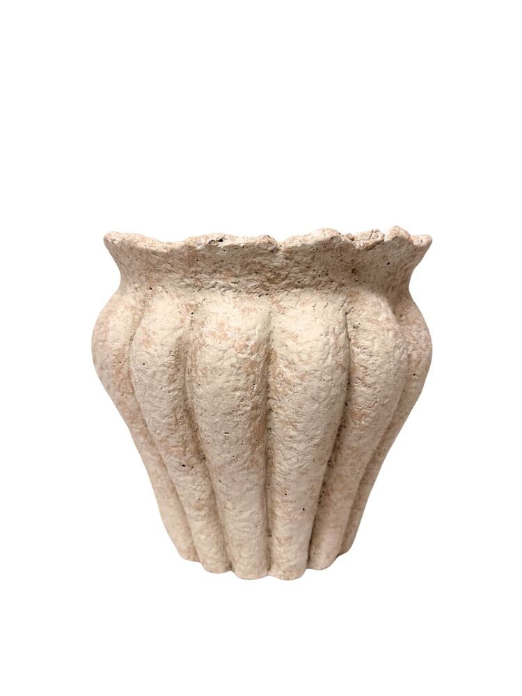 5.5 Inch Beige Belly Cement Planter 5"W x 5.5"H
