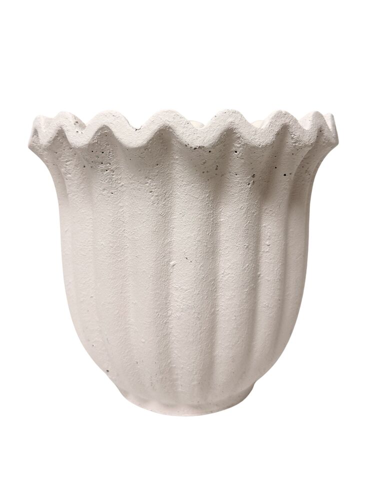 7.75 Inch Beige Belly Cement Planter 8.5"W x 7.75"H
