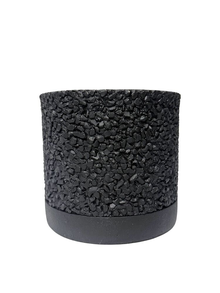 5 Inch Black Cylinder Cement Planter 5.5"W x 5"H