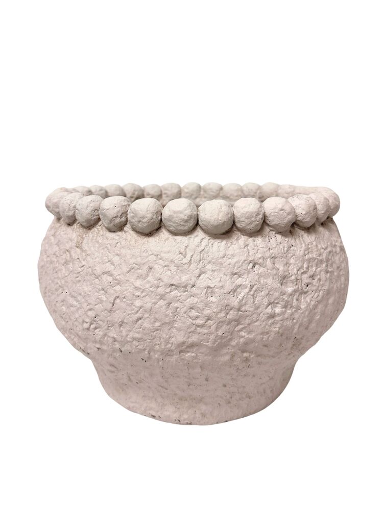 6.5 Inch White Bowl Cement Planter 9" W x 6.5"H