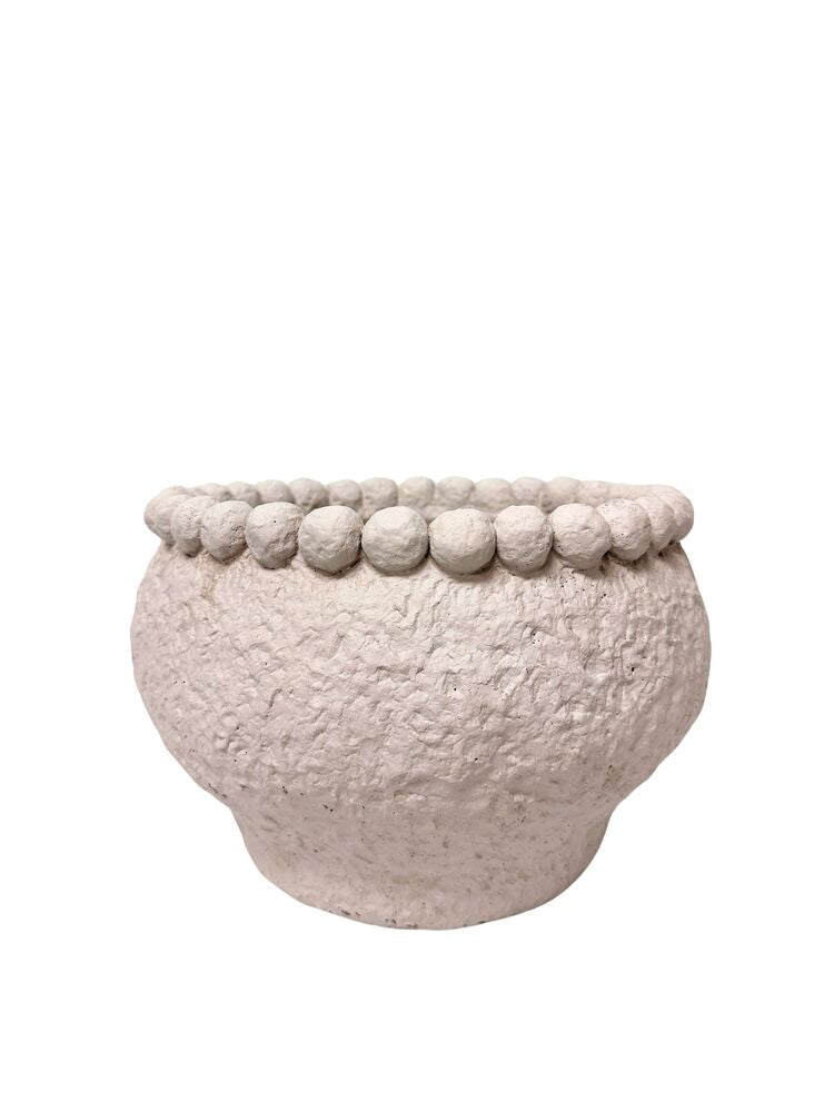 5.25 Inch White Bowl Cement Planter 8"W x 5.25"H