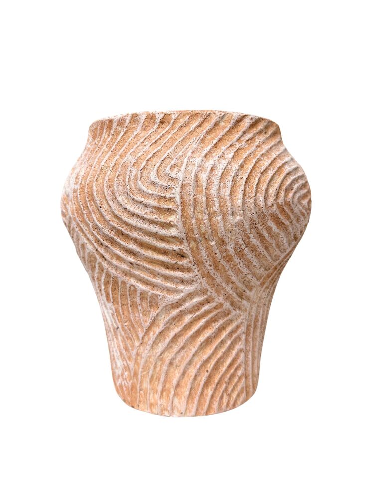 9 Inch Beige Belly Cement Planter 6"W x 9"H