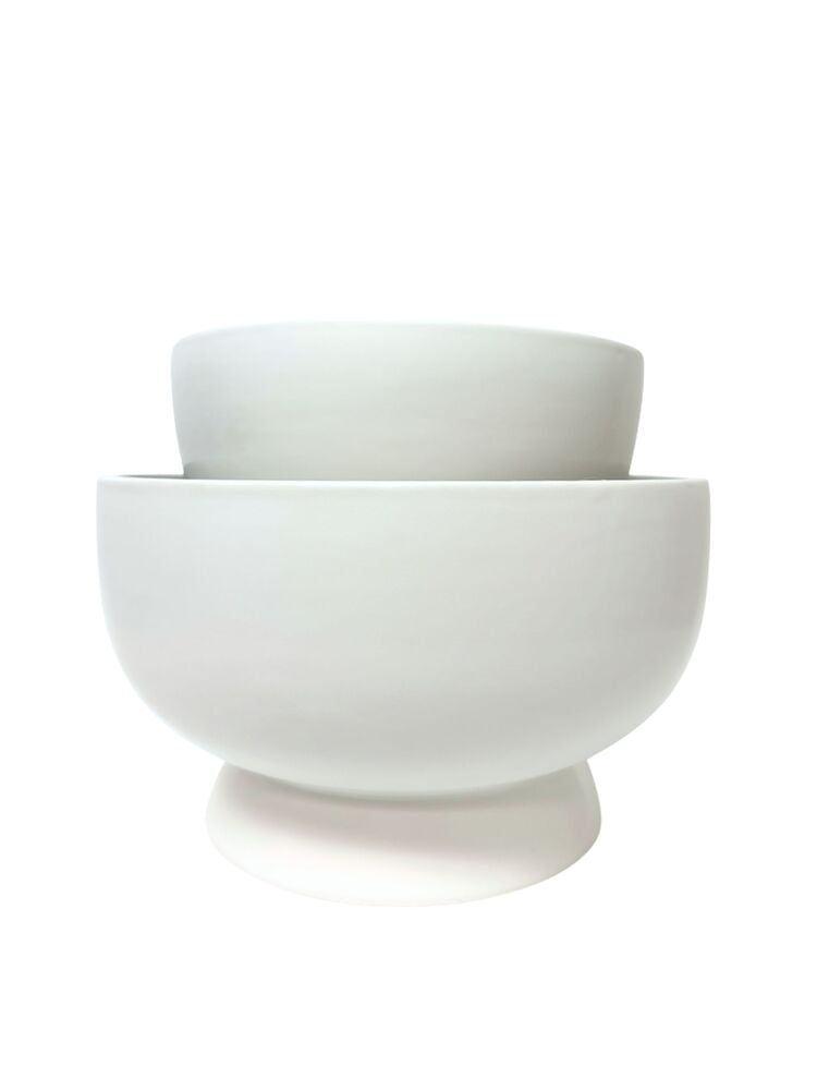2-piece white bowl ceramic vase set