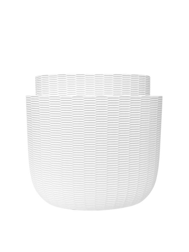 2-piece matte white oval ceramic pot set