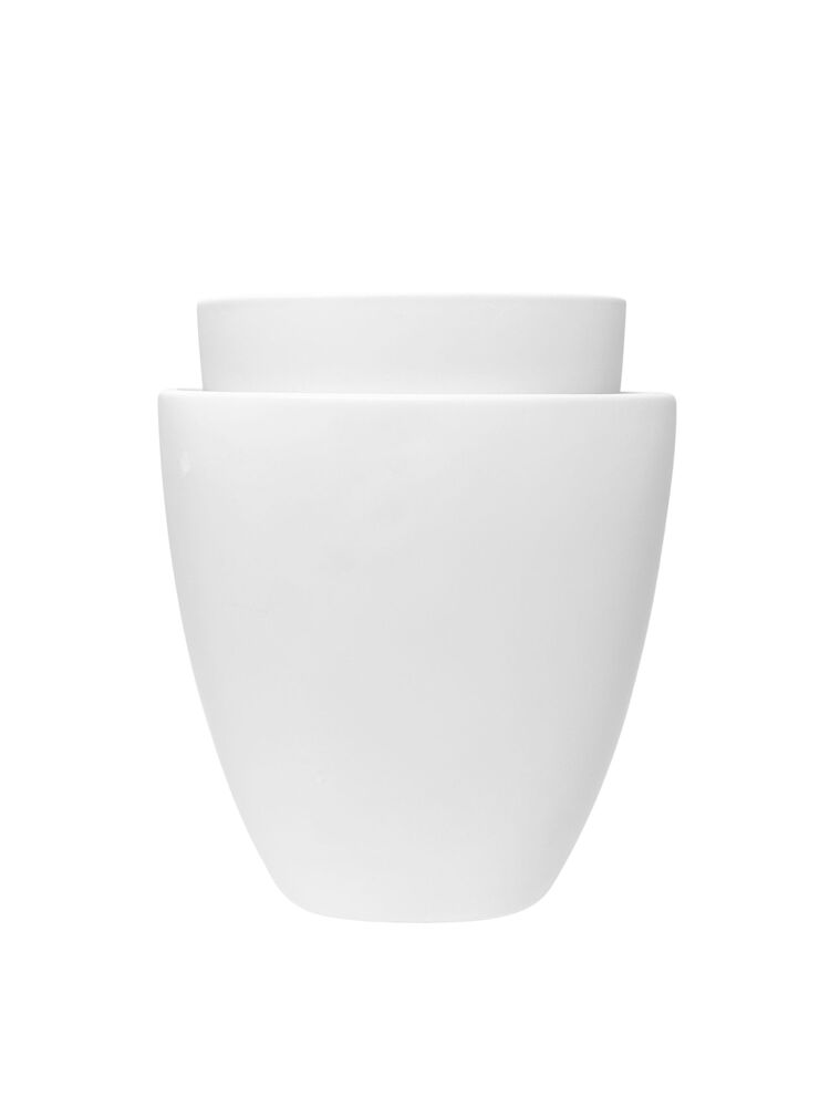 2-piece matte white oval ceramic pot set