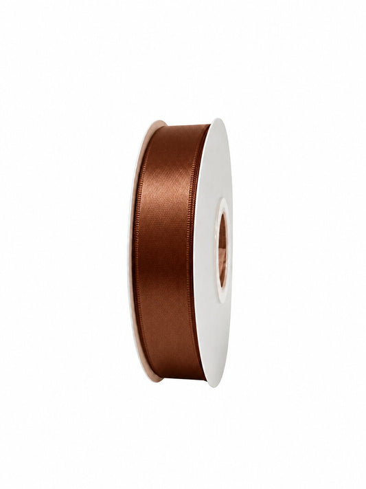 7/8 Inch Polyester Single Satin Ribbon (50 Yards) - Brown