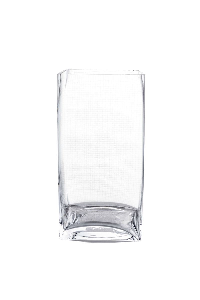 8 inch clear square glass vase